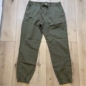 Gap Women's M Medium Olive Green Twill Jogger Pants Utility Drawstring